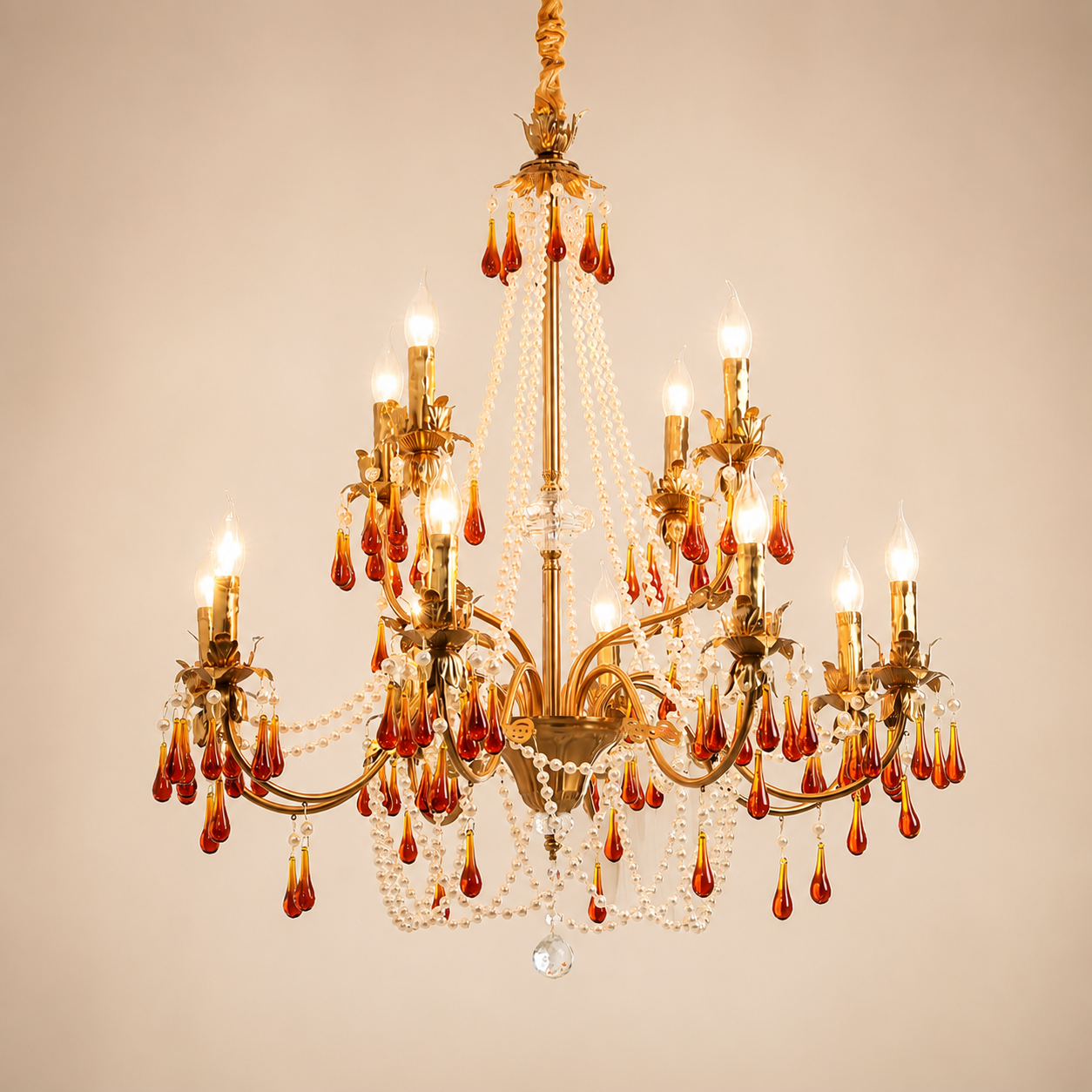 Amber and crystal chandelier